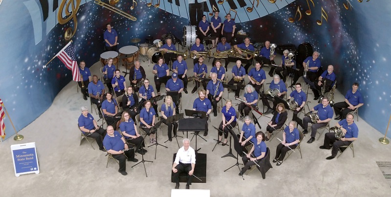 Aerial photo of the band at Sauk Centre's Sinclair Lewis Park